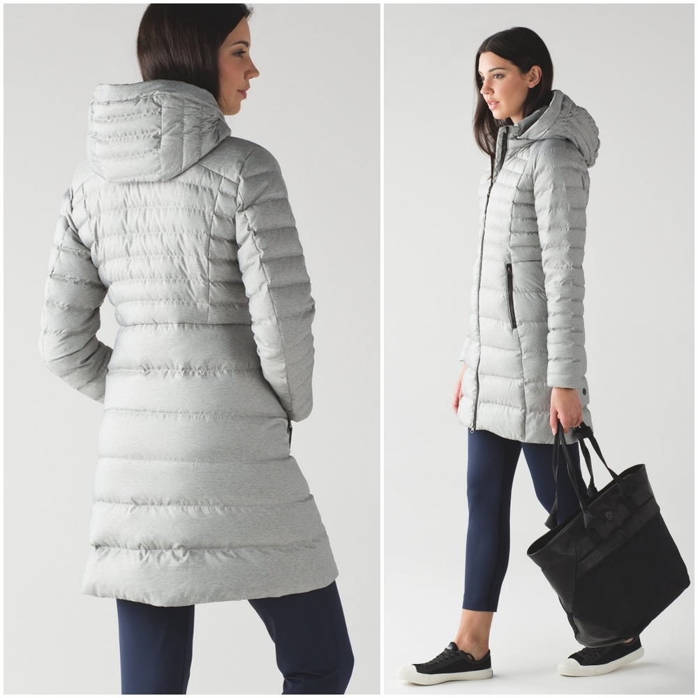 lululemon athletica Light Gray Long Puffer Coat